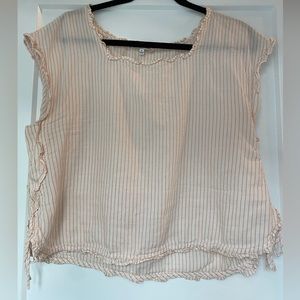 Madewell Linen Striped Ruffle Top